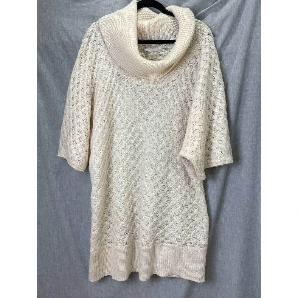Old Navy Cream Cowl Neck Oversized Knit‎ Tunic Wool Mohair Blend Sweater XXL